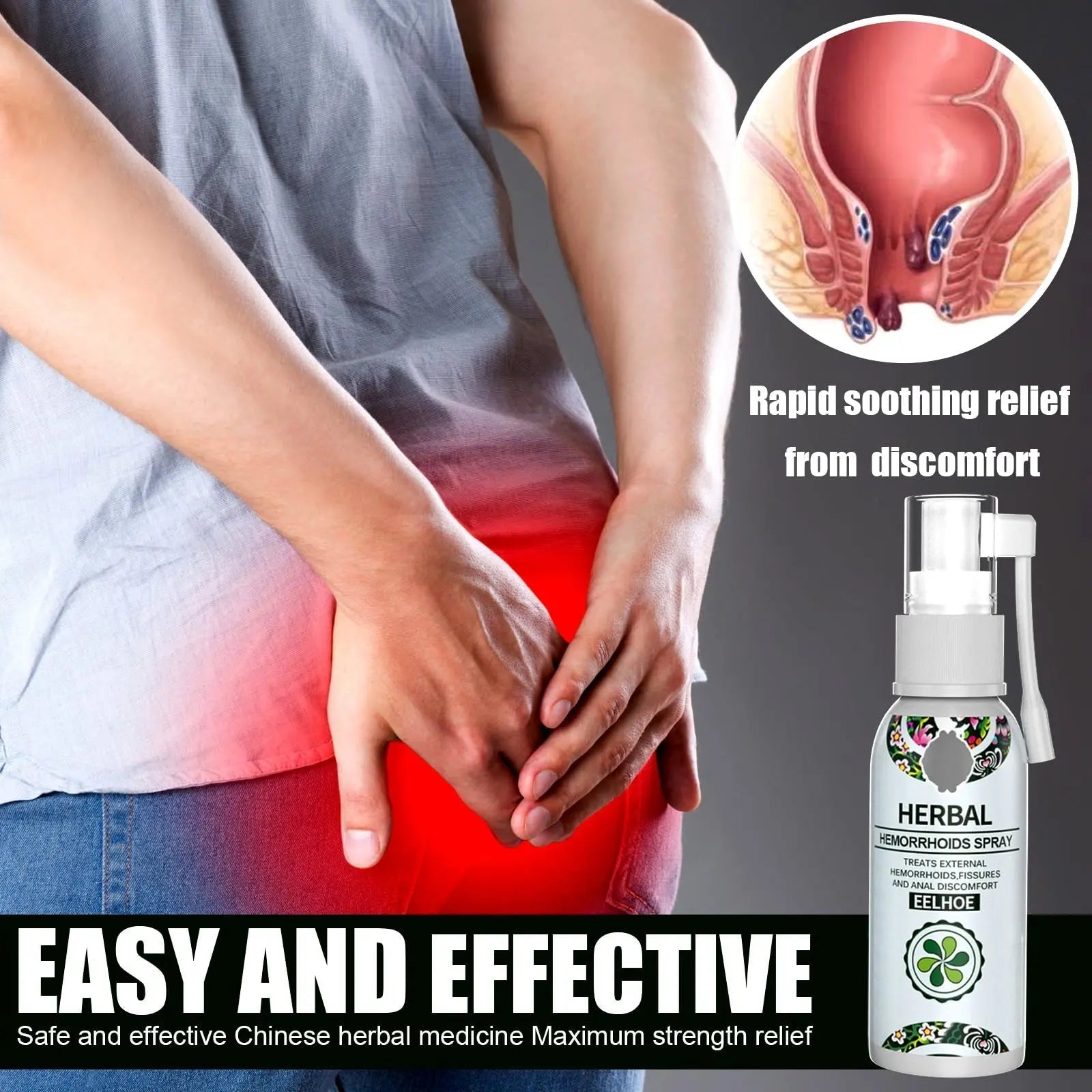 Juztec Hemorrhoid Treatment - Fast Relief with Hemocare Herbal Hemorrhoids Spray & Analese Numb Cream (1 PCS) - Maple Wellness Supplements