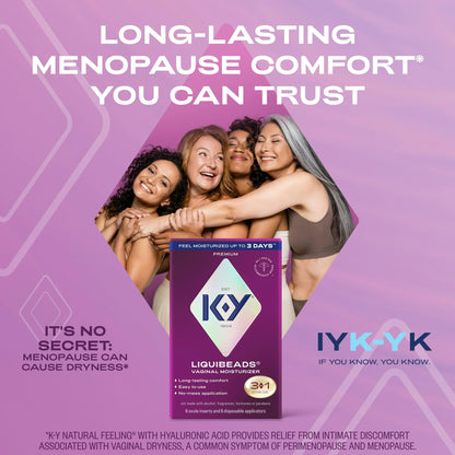 K-Y Liquibeads Vaginal Moisturizer for Women, Silicone Lube Vaginal Suppository, Vaginal Lubricant Helps Reduce Pain Due to Vaginal Dryness, 6 Vaginal Suppositories & 6 Vaginal Applicators - Maple Wellness Supplements