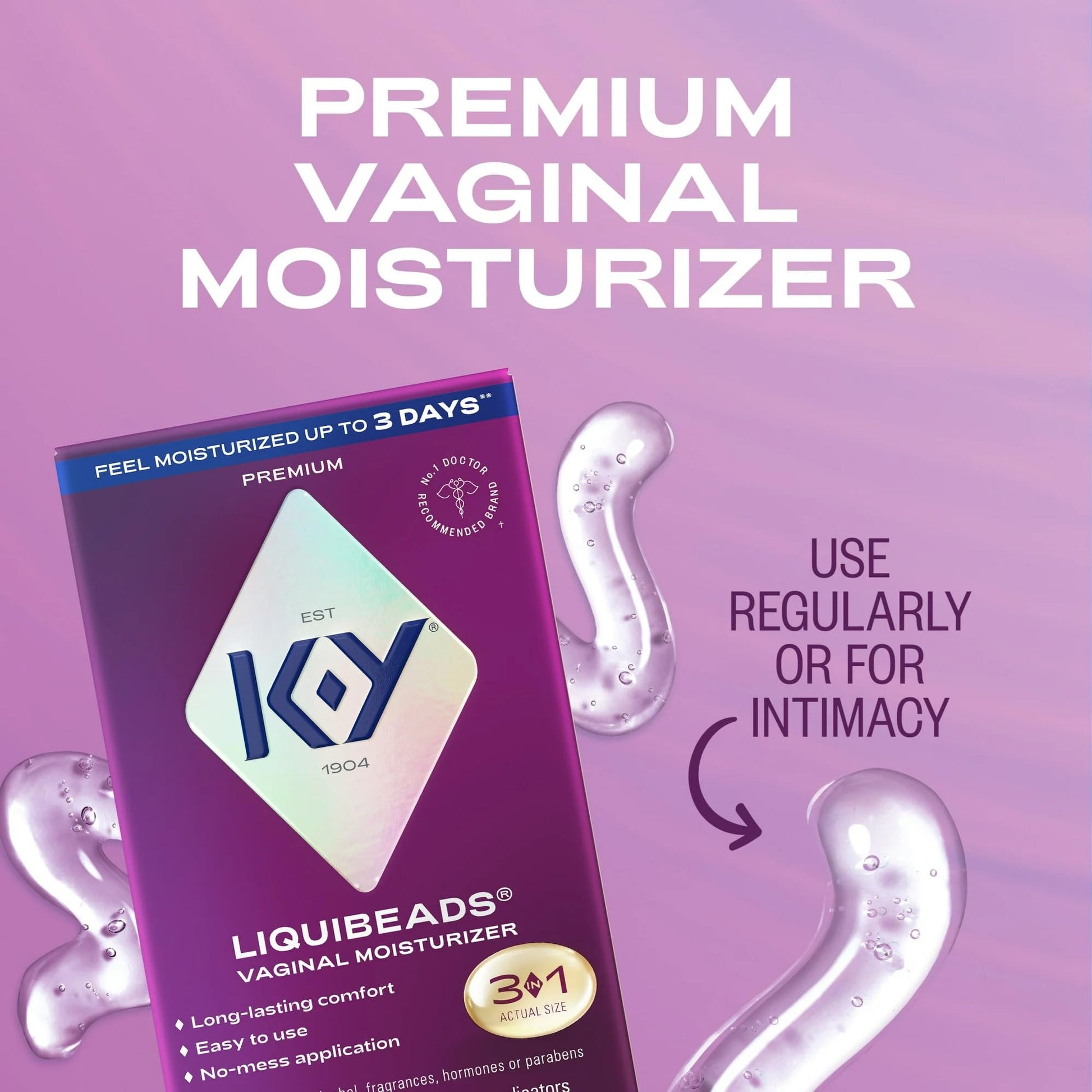 K-Y Liquibeads Vaginal Moisturizer for Women, Silicone Lube Vaginal Suppository, Vaginal Lubricant Helps Reduce Pain Due to Vaginal Dryness, 6 Vaginal Suppositories & 6 Vaginal Applicators - Maple Wellness Supplements