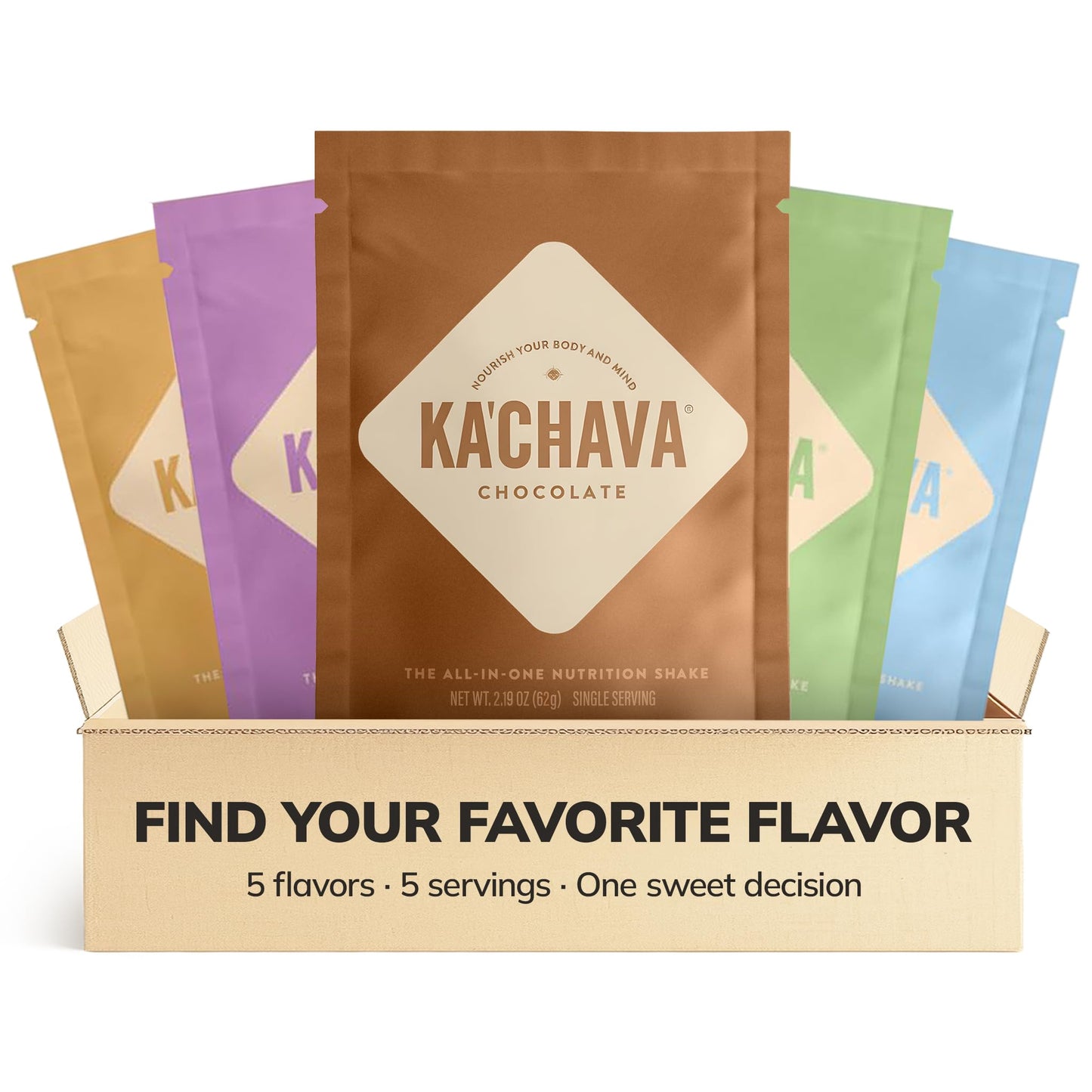 Ka’Chava All-In-One Nutrition Shake Blend, 5 Flavor Sample Pack, 5 Servings, 85+ Superfoods & Nutrients, Meal Replacement, Greens Plant-Based Superfood Powder Protein Drink, Digestive Enzymes & Probiotics, Vegan Dairy Gluten Free - Maple Wellness Supplements