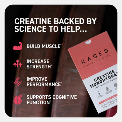 Kaged Creatine Monohydrate + Max Absorption Technology | Micronized Powder Stick Packs | Strawberry Lemonade | Muscle Building & Recovery | Brain Health - Maple Wellness Supplements