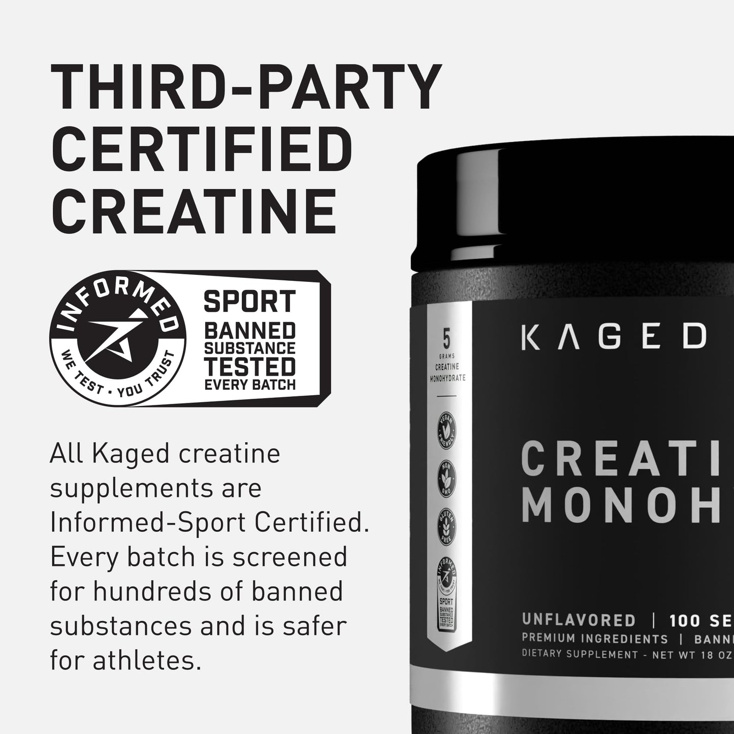 Kaged Creatine Monohydrate Micronized Powder | Unflavored | Muscle Building & Recovery | 5000 mg Per Serving | Vegan, Gluten Free, Easily Digestible - Maple Wellness Supplements