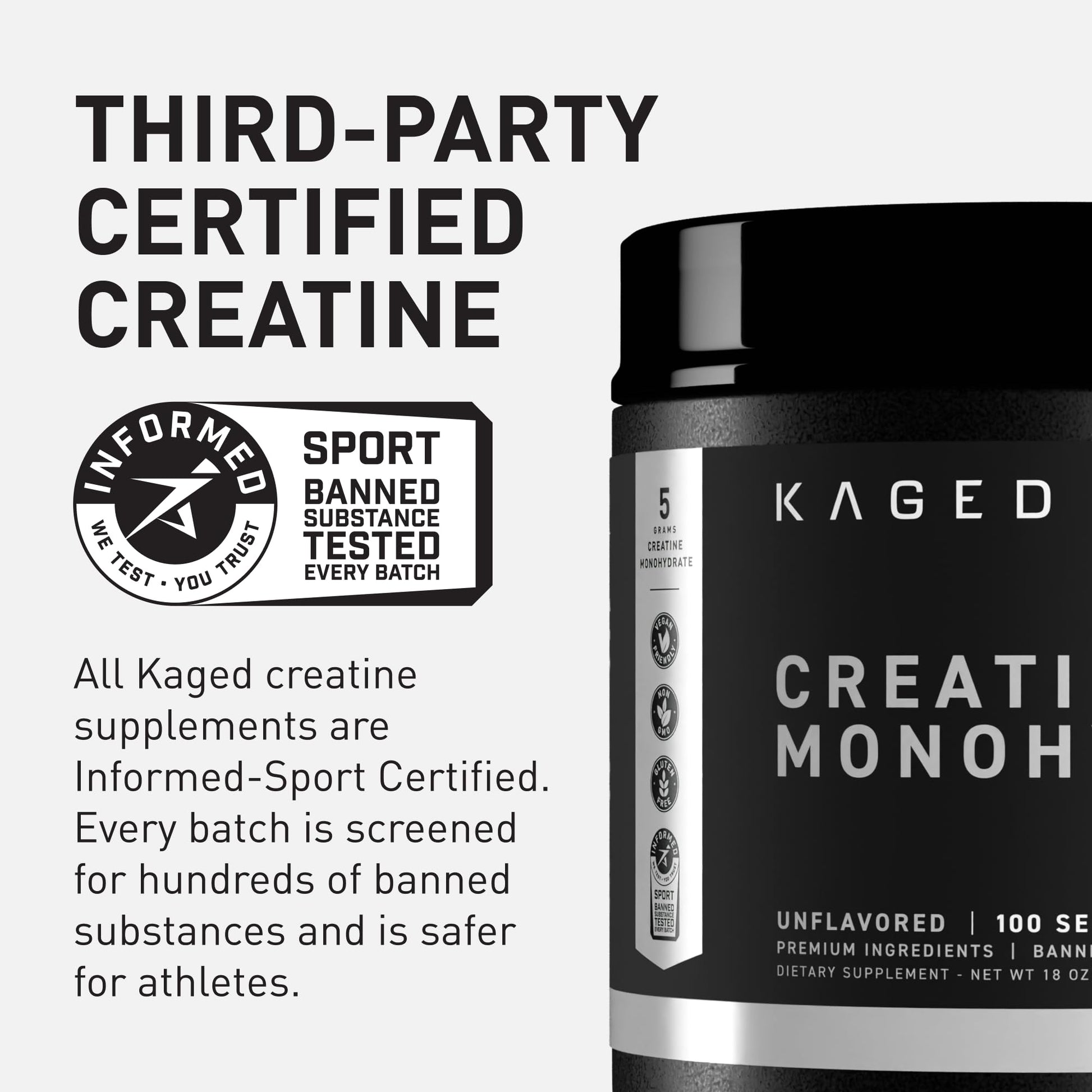 Kaged Creatine Monohydrate Micronized Powder | Unflavored | Muscle Building & Recovery | 5000 mg Per Serving | Vegan, Gluten Free, Easily Digestible - Maple Wellness Supplements