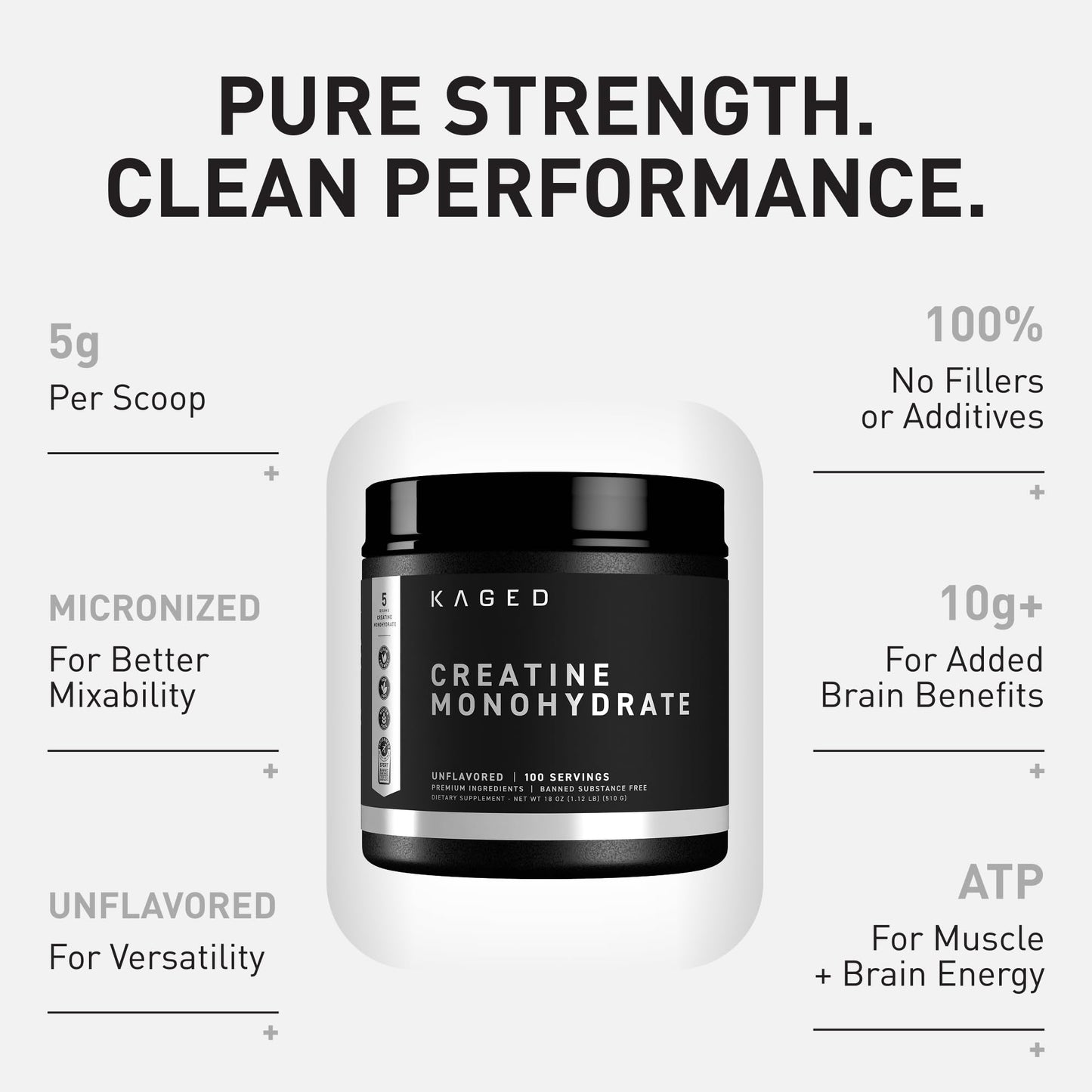 Kaged Creatine Monohydrate Micronized Powder | Unflavored | Muscle Building & Recovery | 5000 mg Per Serving | Vegan, Gluten Free, Easily Digestible - Maple Wellness Supplements