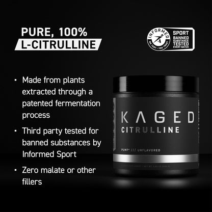 Kaged L-Citrulline Powder | Unflavored | Enhanced Pumps | Improve Muscle Vascularity | Nitric Oxide Booster | Supplements for Men & Women | 100 Servings - Maple Wellness Supplements