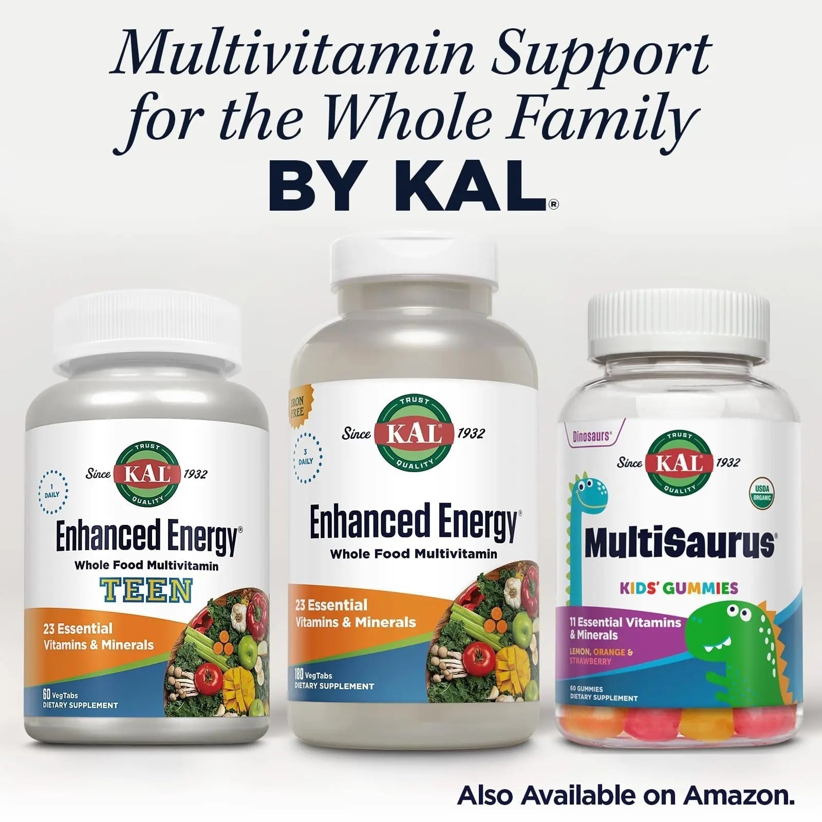 KAL® Enhanced Energy Multivitamin | Whole Food Based Vitamins & Minerals w/ Antioxidants, Digestive Enzymes & Natural Carotenoids | 180 Capsules - Maple Wellness Supplements