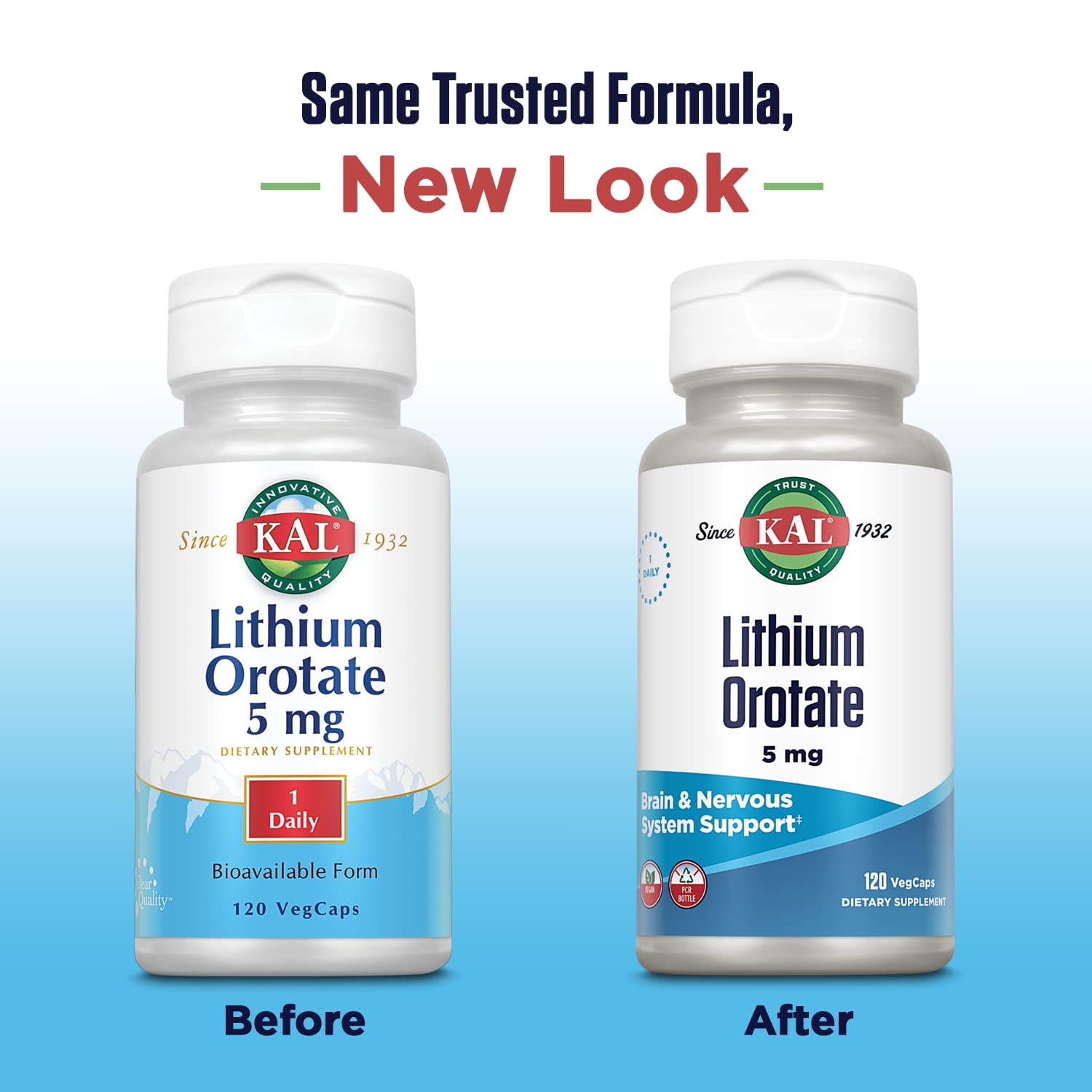 KAL Lithium Orotate 5 milligrams | Low Serving Of Chelated Lithium Orotate For Bioavailability and Mood Support | In Organic Rice Bran Extract Base | 120 VegCaps - Maple Wellness Supplements