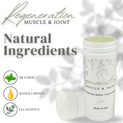 KANU Regeneration Muscle and Joint Soothing Balm Proprietary Blend of Magnesium, Manuka Honey, Eucalyptus & Menthol - Maximum Strength Formula for Aches- All Natural Ingredients-Made in The USA - Maple Wellness Supplements