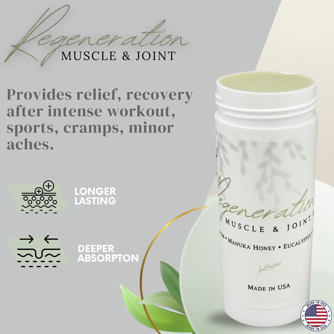 KANU Regeneration Muscle and Joint Soothing Balm Proprietary Blend of Magnesium, Manuka Honey, Eucalyptus & Menthol - Maximum Strength Formula for Aches- All Natural Ingredients-Made in The USA - Maple Wellness Supplements