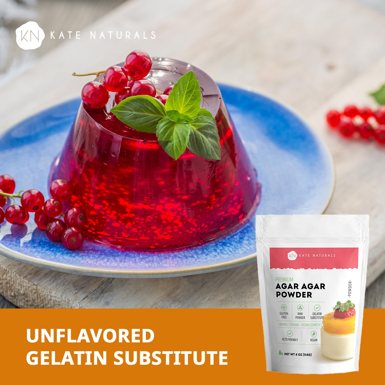Kate Naturals Agar Agar Powder for Cooking & Petri Dishes. Vegan Gelatin Substitute Powder Unflavored for Gelatin Sheets - Maple Wellness Supplements