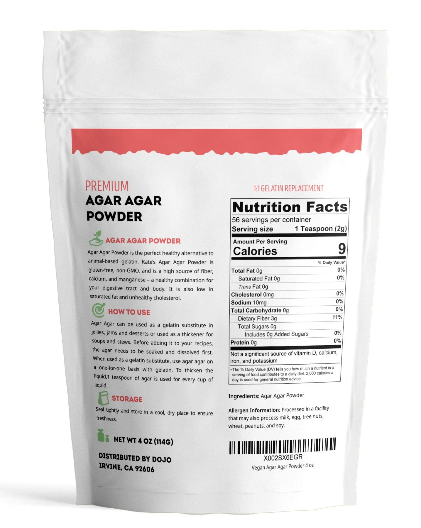 Kate Naturals Agar Agar Powder for Cooking & Petri Dishes. Vegan Gelatin Substitute Powder Unflavored for Gelatin Sheets - Maple Wellness Supplements