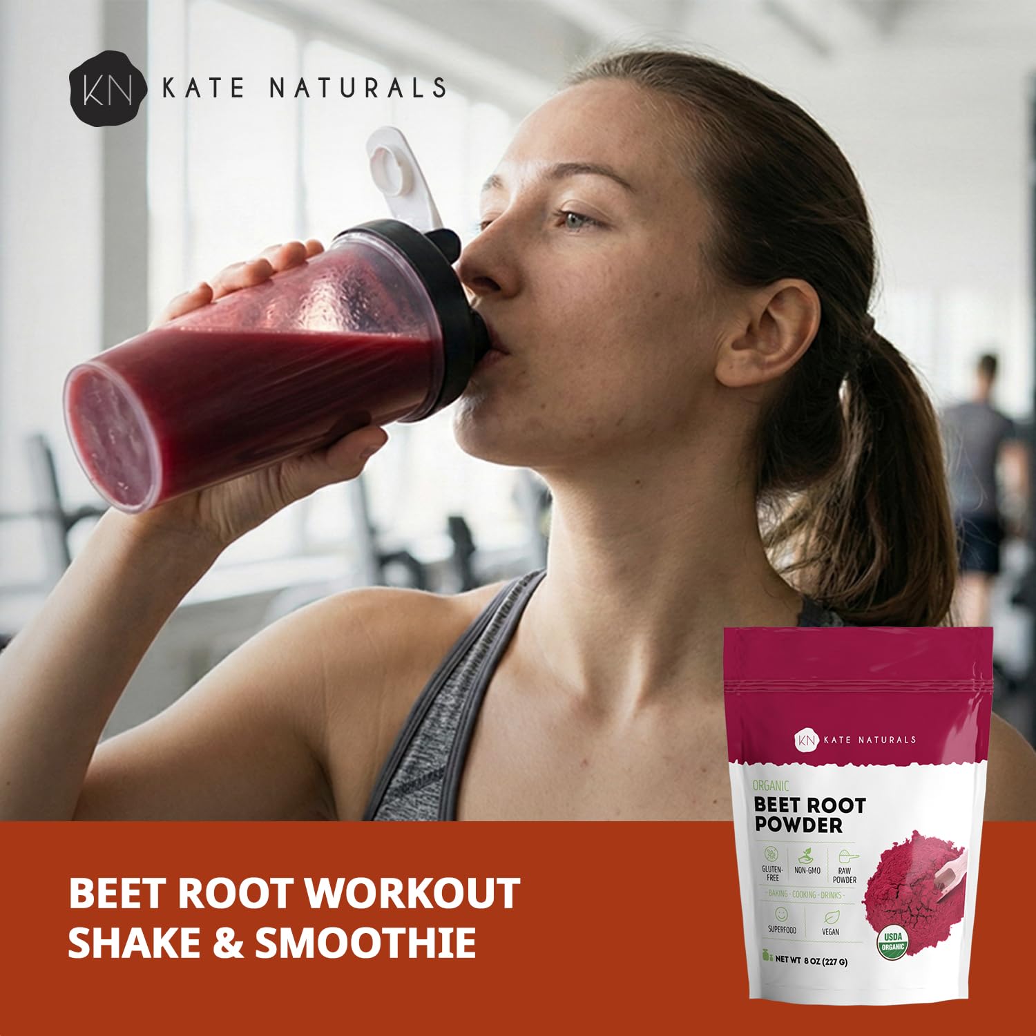 Kate Naturals Organic Beet Root Powder for Smoothies, Baking & Juice. Raw Beetroot Superfood & Natural Red Food Coloring - Maple Wellness Supplements