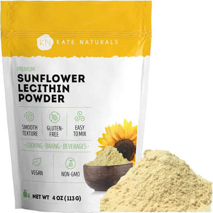 Kate Naturals Sunflower Lecithin Powder for Baking Bread, Gummies, Cooking. Lecithin Supplement for Clogged Milk Ducts. - Maple Wellness Supplements
