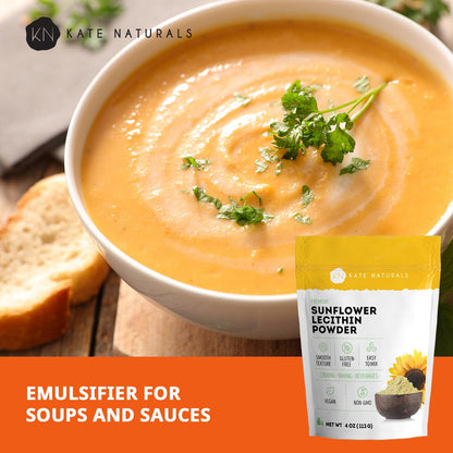 Kate Naturals Sunflower Lecithin Powder for Baking Bread, Gummies, Cooking. Lecithin Supplement for Clogged Milk Ducts. - Maple Wellness Supplements