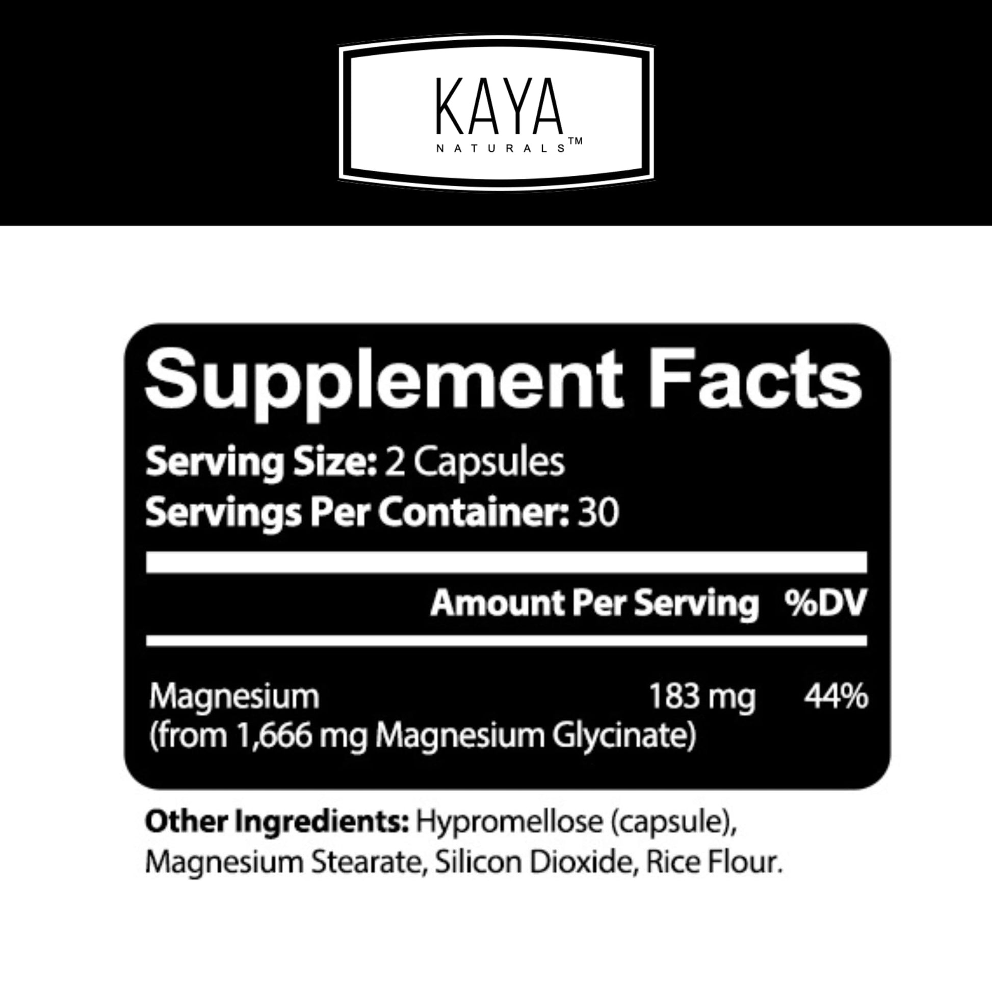 Kaya Naturals Cramp-A-Way Magnesium Glycinate 183mg (60 Count (Pack of 1) - Maple Wellness Supplements