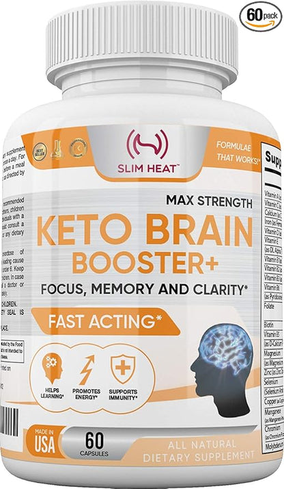 Keto Brain Booster - Brain Supplement - Focus, Concentration, Memory Neuro Supplement for Women & Men - Supports Learning, Energy, Immunity - All Natural, Non GMO, Made in USA - 60 Capsules - Maple Wellness Supplements