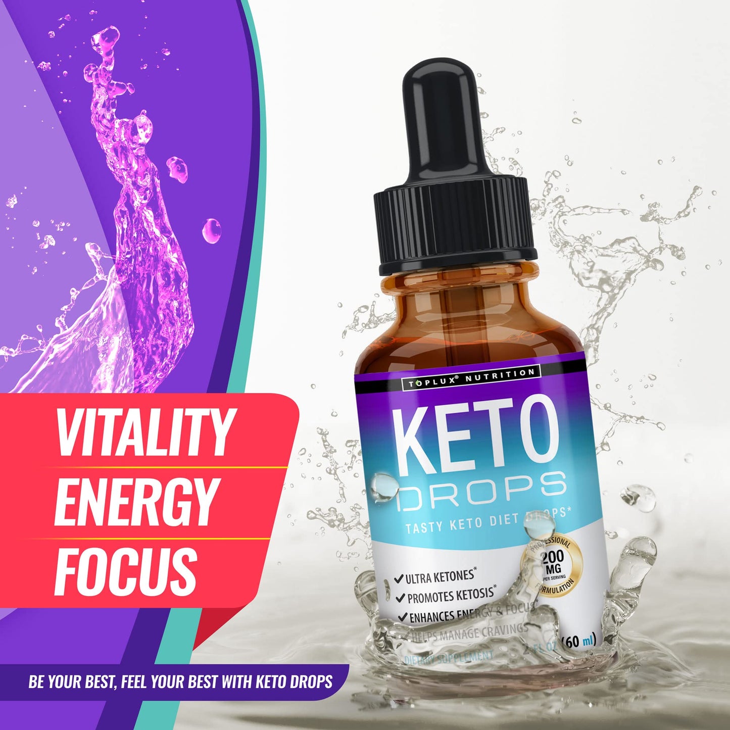 Keto Diet Drops Weight Loss Ketogenic Supplement - Premium Fat Burner Formula - Maple Wellness Supplements