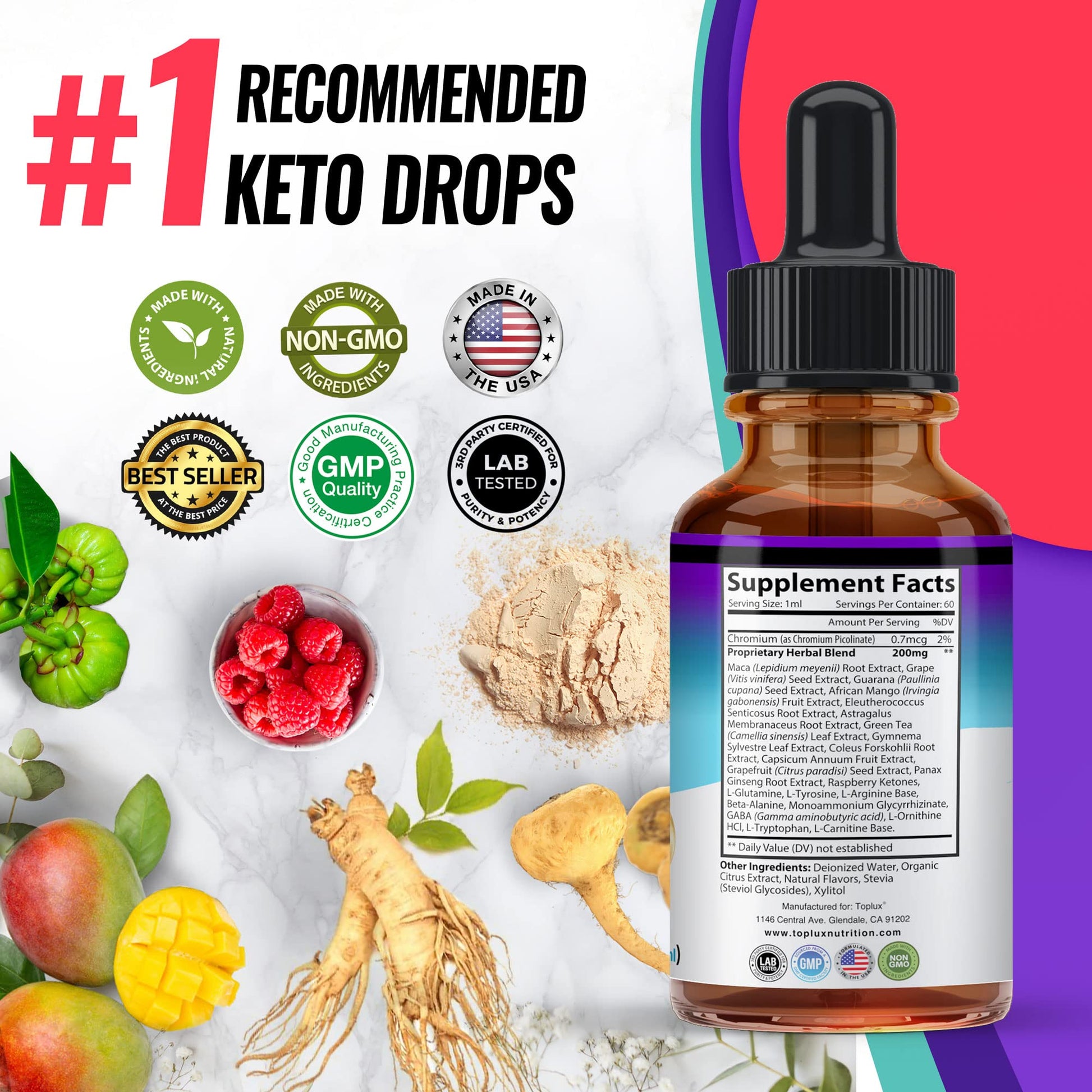 Keto Diet Drops Weight Loss Ketogenic Supplement - Premium Fat Burner Formula - Maple Wellness Supplements