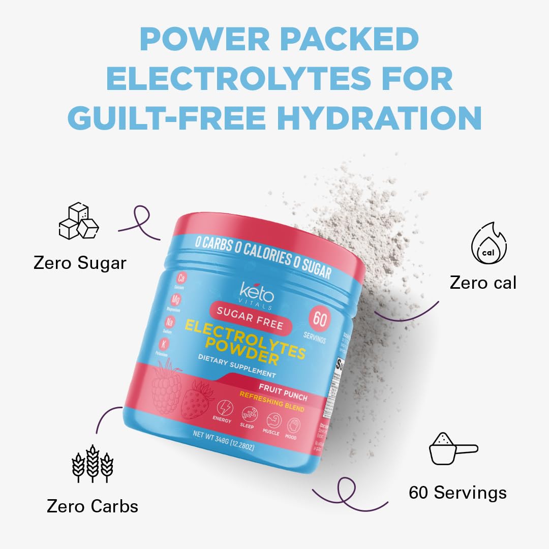 Keto Vitals Keto Electrolytes Powder | Keto-Friendly Electrolytes with Potassium, Magnesium, Sodium, Calcium | Electrolytes Sugar Free | Supplement Energy Drink Mix - Maple Wellness Supplements
