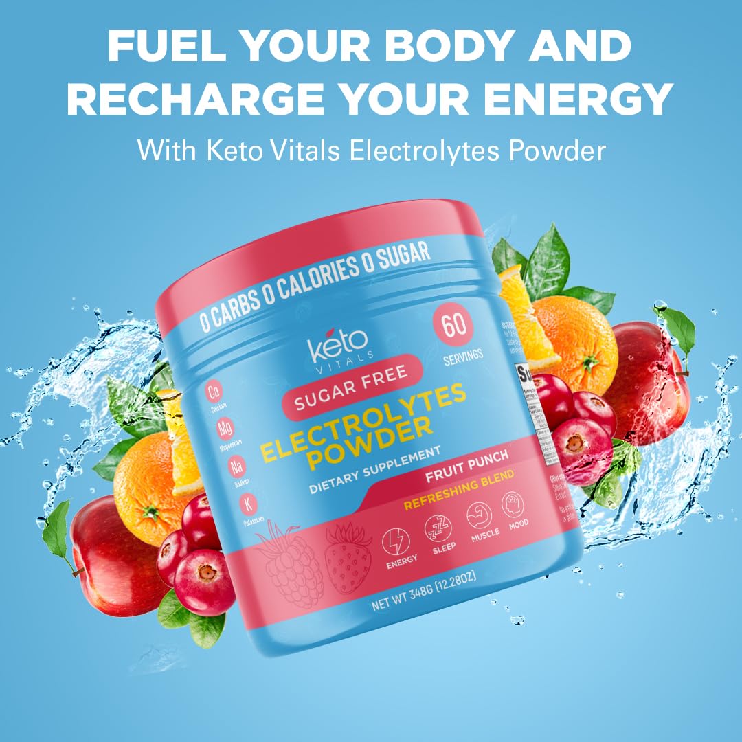 Keto Vitals Keto Electrolytes Powder | Keto-Friendly Electrolytes with Potassium, Magnesium, Sodium, Calcium | Electrolytes Sugar Free | Supplement Energy Drink Mix - Maple Wellness Supplements