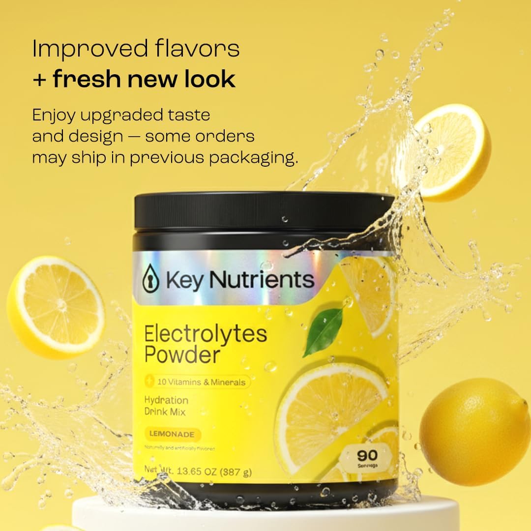 KEY NUTRIENTS Multivitamin Electrolytes Powder No Sugar - Refreshing Lemonade Electrolyte Powder - Sodium & Energy Supplement - Hydration Powder - Maple Wellness Supplements