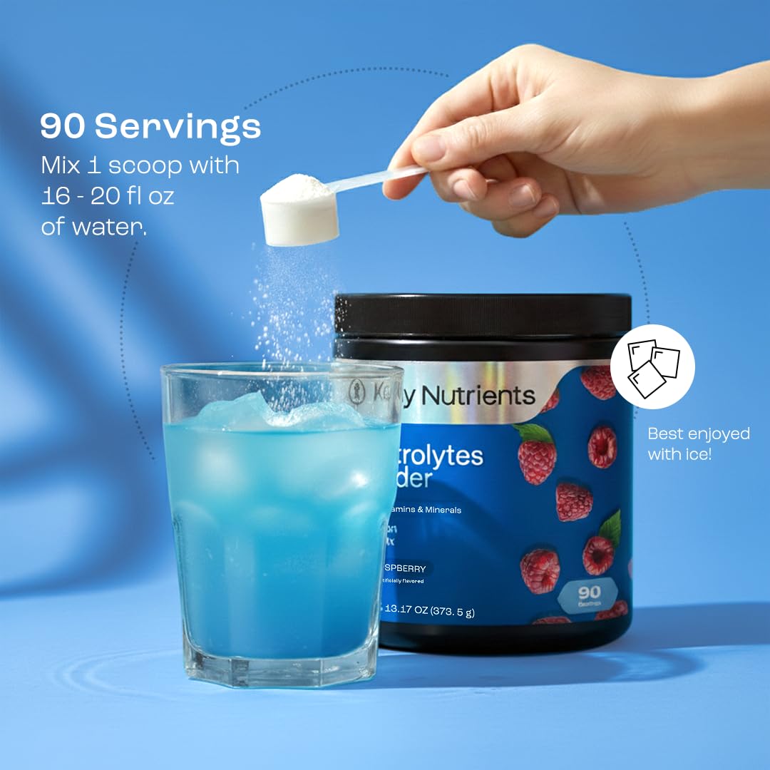 KEY NUTRIENTS Multivitamin Electrolytes Powder No Sugar - Sweet Blue Raspberry Electrolyte Powder - Endurance & Energy Supplement - Hydration Powder - Maple Wellness Supplements
