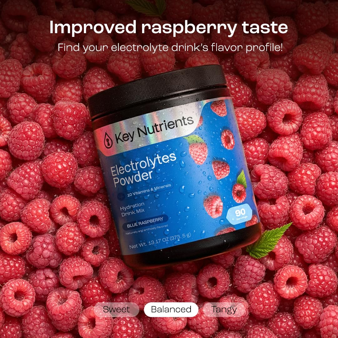 KEY NUTRIENTS Multivitamin Electrolytes Powder No Sugar - Sweet Blue Raspberry Electrolyte Powder - Endurance & Energy Supplement - Hydration Powder - Maple Wellness Supplements