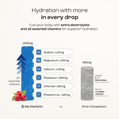 KEY NUTRIENTS Multivitamin Electrolytes Powder No Sugar - Sweet Blue Raspberry Electrolyte Powder - Endurance & Energy Supplement - Hydration Powder - Maple Wellness Supplements