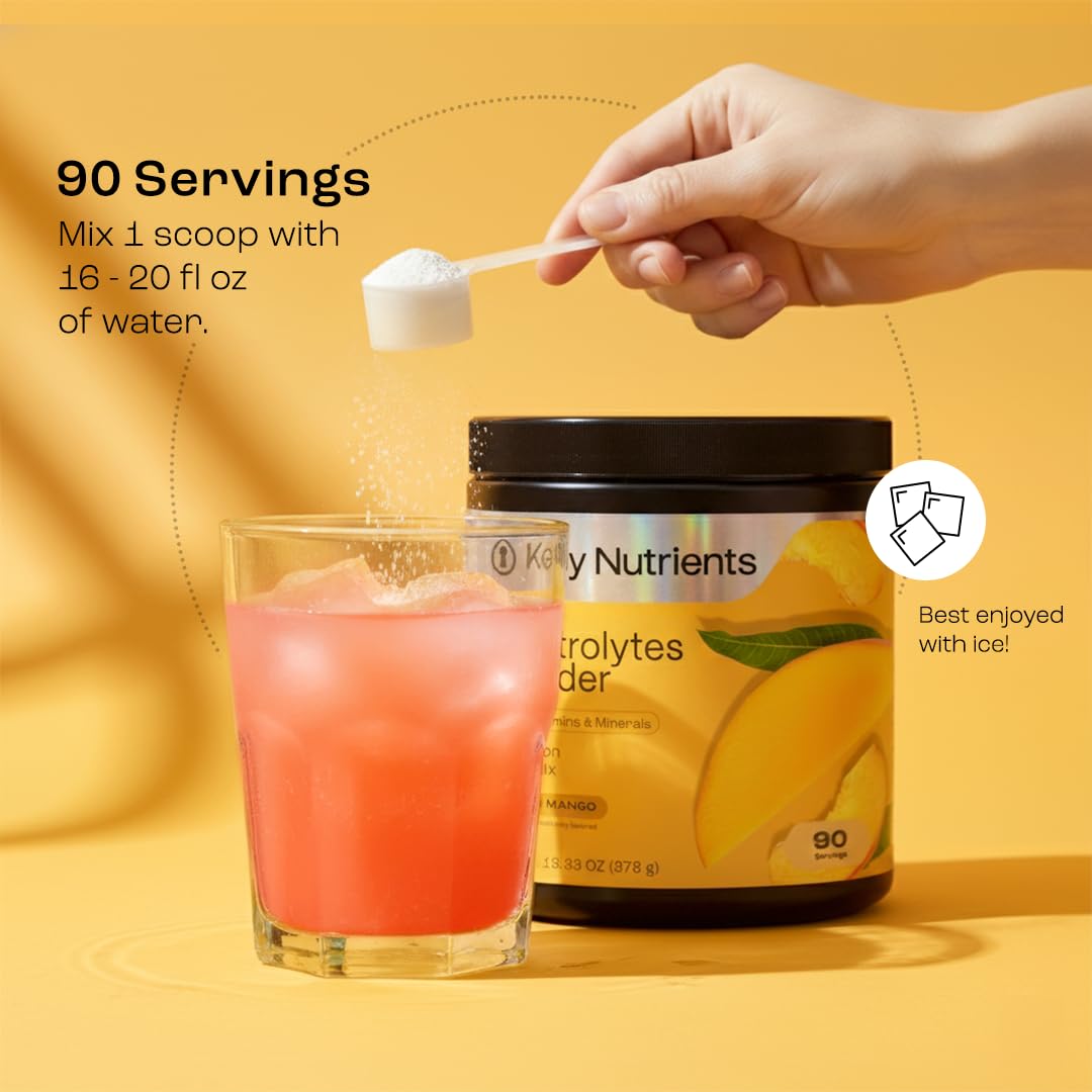KEY NUTRIENTS Multivitamin Electrolytes Powder No Sugar - Tropical Peach Mango Electrolyte Powder - Endurance & Energy Supplement - Hydration Powder - Maple Wellness Supplements
