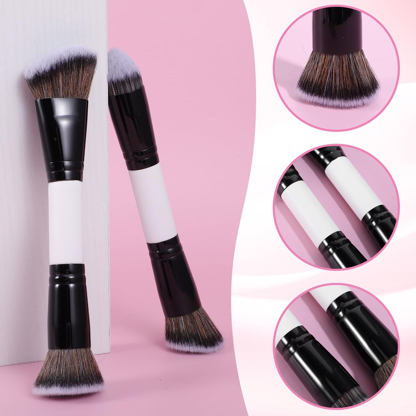 KFHENSOM 4PCS Foundation Contour Conceal Brush Set Dual-Ended Makeup Brushes Set Professional Powder Blush Concealer Eyeshadow Kabuki Foundation Brush Kit for Liquid Loose Powder Cream - Maple Wellness Supplements