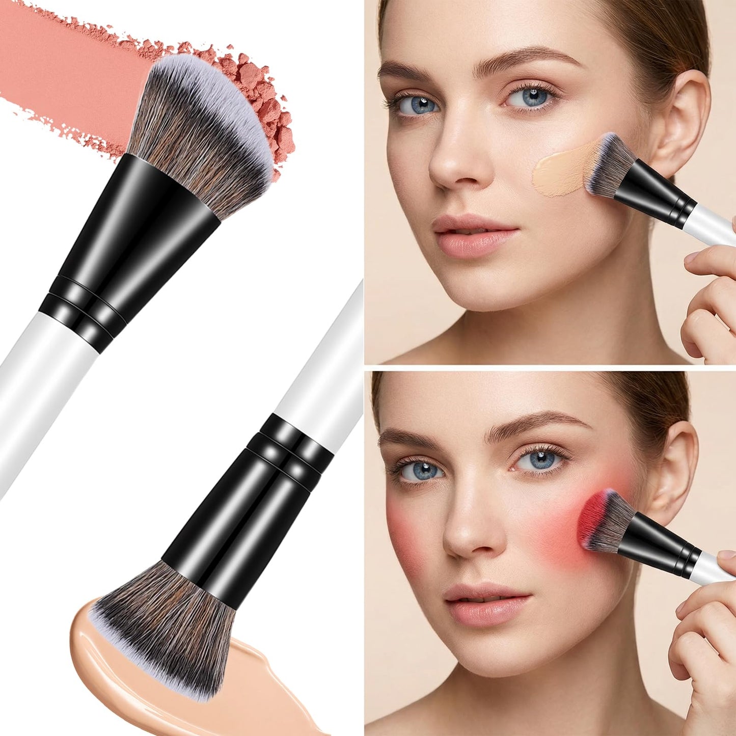 KFHENSOM 4PCS Foundation Contour Conceal Brush Set Dual-Ended Makeup Brushes Set Professional Powder Blush Concealer Eyeshadow Kabuki Foundation Brush Kit for Liquid Loose Powder Cream - Maple Wellness Supplements