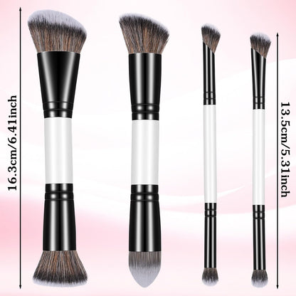 KFHENSOM 4PCS Foundation Contour Conceal Brush Set Dual-Ended Makeup Brushes Set Professional Powder Blush Concealer Eyeshadow Kabuki Foundation Brush Kit for Liquid Loose Powder Cream - Maple Wellness Supplements