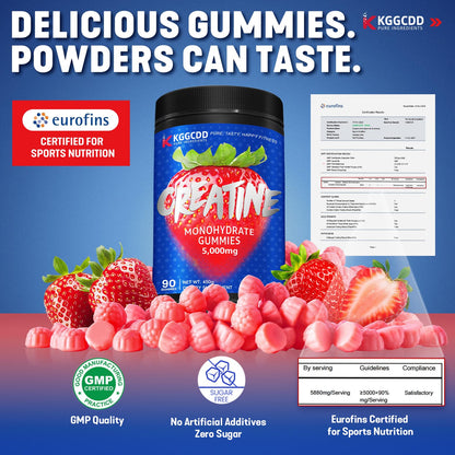 KGGCDD 99.99% Creatine Monohydrate Gummies for Men & Women, 5,000mg Tasty Creatine Gummies for Muscle Strength, Endurance, Recovery & Sugar Free, Gluten-Free, Vegan, Non-GMO, 90 Count - Maple Wellness Supplements