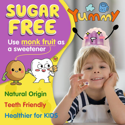 Kids Focus Gummies - Brain Supplements with Vegan Omega 3 DHA, Phosphatidylserine, L-Theanine, L-Tyrosine, Methylated B6 & B12 for Kids & Teen Support Attention, Memory, Nootropic, Sugar Free 60cts - Maple Wellness Supplements