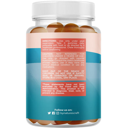 Kids Focus Gummies - Nootropics Brain Support Supplement for Kids with Green Tea Extract, B6 & B12 Vitamins for Memory and Brain Focus - Herbal Concentration Chews for Children - 90 Count - Maple Wellness Supplements