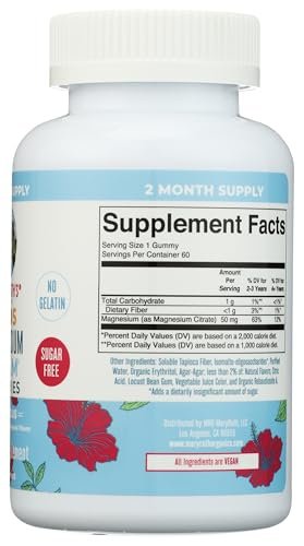Kids Magnesium Citrate Gummies by MaryRuth's | 2 Month Supply | Sugar Free | Calm Magnesium Gummies for Kids 2+ | Bone Health | Calcium Absorption - Maple Wellness Supplements