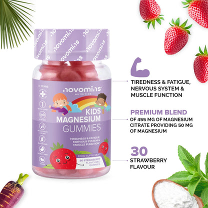 Kids Magnesium Gummies – Vegan - 1 Month Supply – Childrens Supplements – 30 Chewa - Maple Wellness Supplements