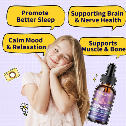 Kids Magnesium Liquid Drops-Magnesium Glycinate Liquid for Kids Supplement-w/L-theanine, Omega-3, Vitamin B6, D3 - for Sleep, Relaxation, Brain, Bones - Maple Wellness Supplements