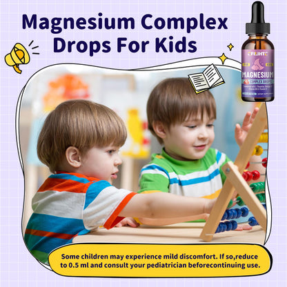 Kids Magnesium Liquid Drops-Magnesium Glycinate Liquid for Kids Supplement-w/L-theanine, Omega-3, Vitamin B6, D3 - for Sleep, Relaxation, Brain, Bones - Maple Wellness Supplements