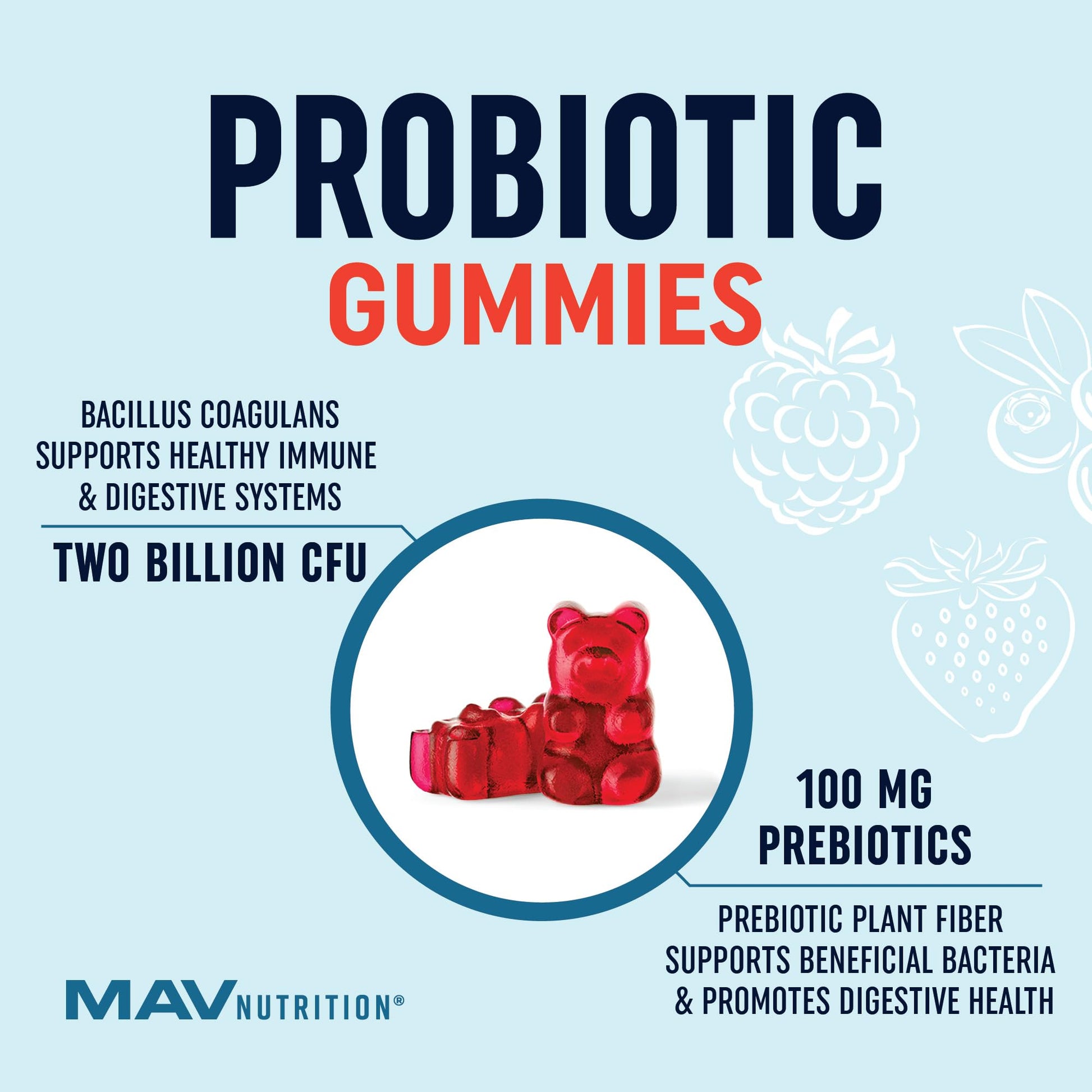 Kids Probiotic Gummies | 2 Billion Probiotics + 100mg Prebiotic Fiber for Immune & Digestion Support | Low Sugar Per Serving | For Children Ages 2+ | Gluten-Free, - Maple Wellness Supplements