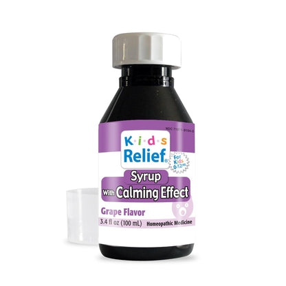 Kids Relief Syrup with Calming Effect, for Kids 0-12 Yrs, Grape Flavor, Gluten and Dye Free, No Added Sugar, 3.4 oz - Maple Wellness Supplements