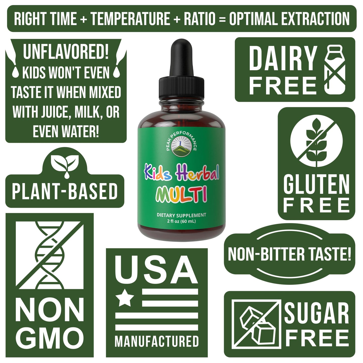 Kids Vitamins from Herbs. Liquid Kids Herbal Multivitamin. No Bitter Taste. Sugar Free 14-in-1 Vegan Supplement Drops for Toddlers, Children, Teens. Mixed in Water They Won't Even Taste It - Maple Wellness Supplements