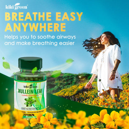 KIKI Green Mullein Leaf Extract Capsules - Herbal Respiratory Supplement - for Lung Cleans - Maple Wellness Supplements