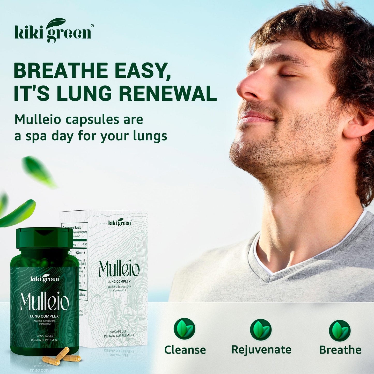 KIKI Green MULLEIO Lung Health Capsules: Herbal Supplement for Lung Cleanse, Better - Maple Wellness Supplements
