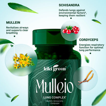 KIKI Green MULLEIO Lung Health Capsules: Herbal Supplement for Lung Cleanse, Better - Maple Wellness Supplements