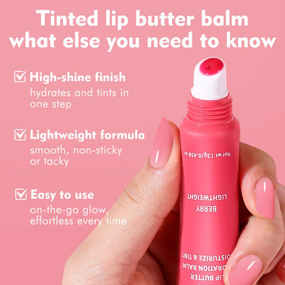 KIMUSE 6 Pcs Tinted Lip Butter Hydration Balm Set, 6 Flavored Shades Hydrating Plumping Gloss with Hyaluronic Acid & Vitamin E, Sheer Tint, Non-Sticky | Vegan Lip Care Makeup for Dry Lips & Daily - Maple Wellness Supplements