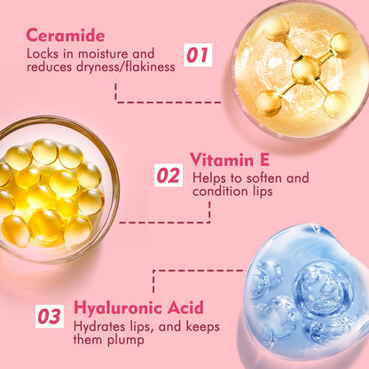 KIMUSE 6 Pcs Tinted Lip Butter Hydration Balm Set, 6 Flavored Shades Hydrating Plumping Gloss with Hyaluronic Acid & Vitamin E, Sheer Tint, Non-Sticky | Vegan Lip Care Makeup for Dry Lips & Daily - Maple Wellness Supplements