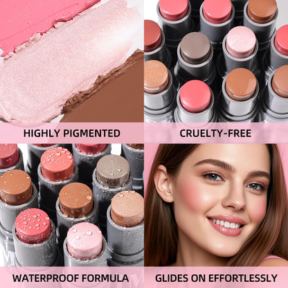 KIMUSE Cream Contour Stick Duo, Cream Blush Stick, Bronzer Shaping Stick, Creamy, Highly Pigmented, Long Lasting, Vegan Face Make Up Sticks - Maple Wellness Supplements