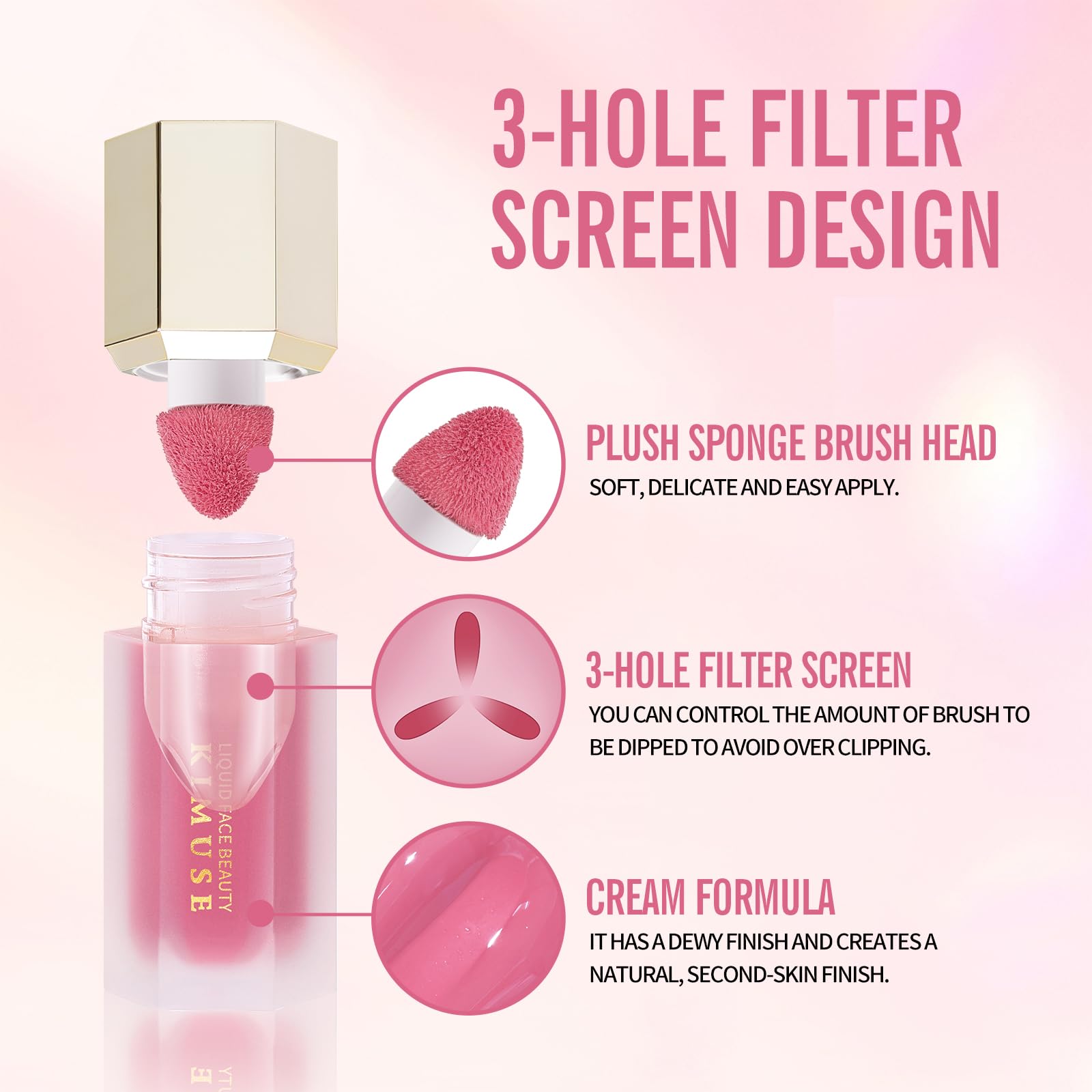 KIMUSE Liquid Blush, Long-Wearing Pigmented Soft Cream Face Blush, Waterproof, Smudge Proof, Dewy Finish - Maple Wellness Supplements