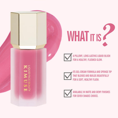 KIMUSE Liquid Blush, Long-Wearing Pigmented Soft Cream Face Blush, Waterproof, Smudge Proof, Dewy Finish - Maple Wellness Supplements
